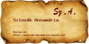 Szlovák Annamária névjegykártya